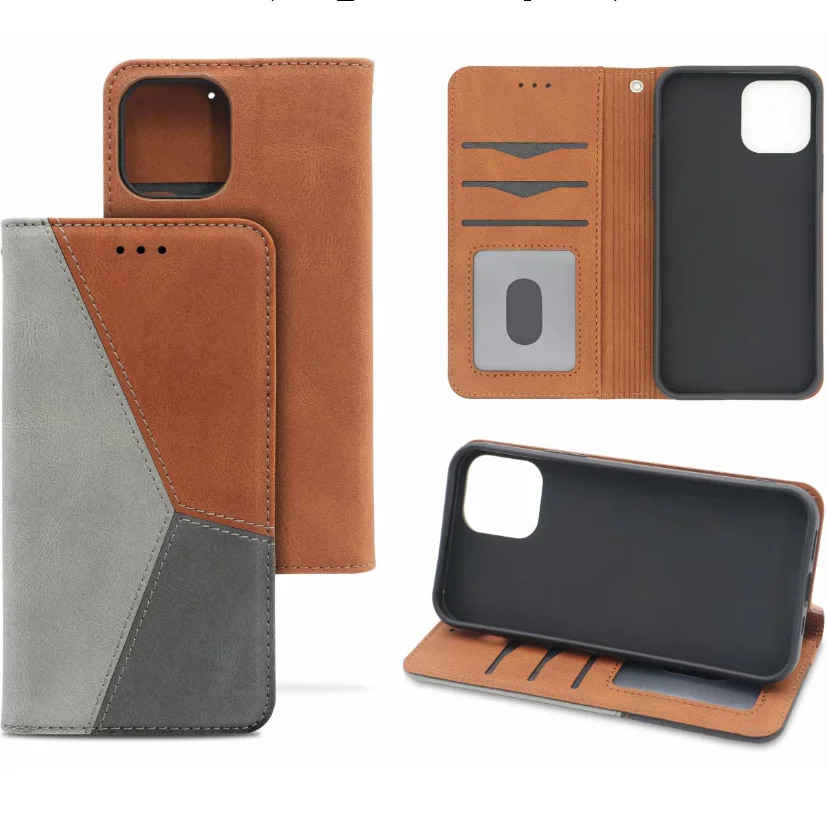 

2021 New design flip case pu leather with card slots, Red,black,gray