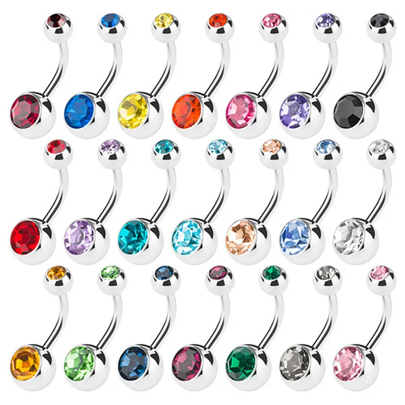 

10pcs/Set 316L Stainless Steel Belly Button Rings Crystal Navel Ring Body Piercing Jewelry