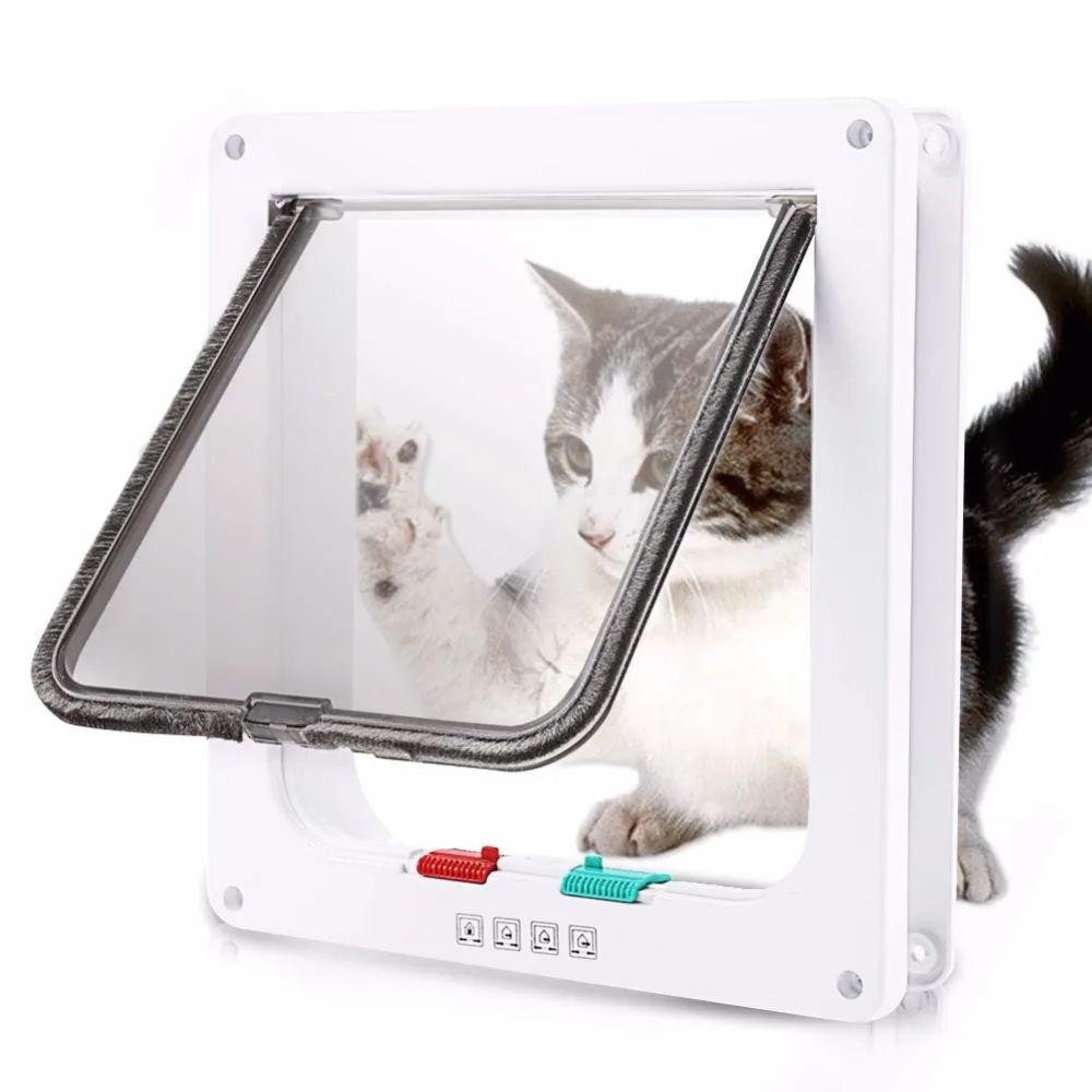 

Cat Flap Door Security Lock Flap Door for Dog Cats Kitten ABS Plastic Small Pet Gate Door Kit Cat Dog Products