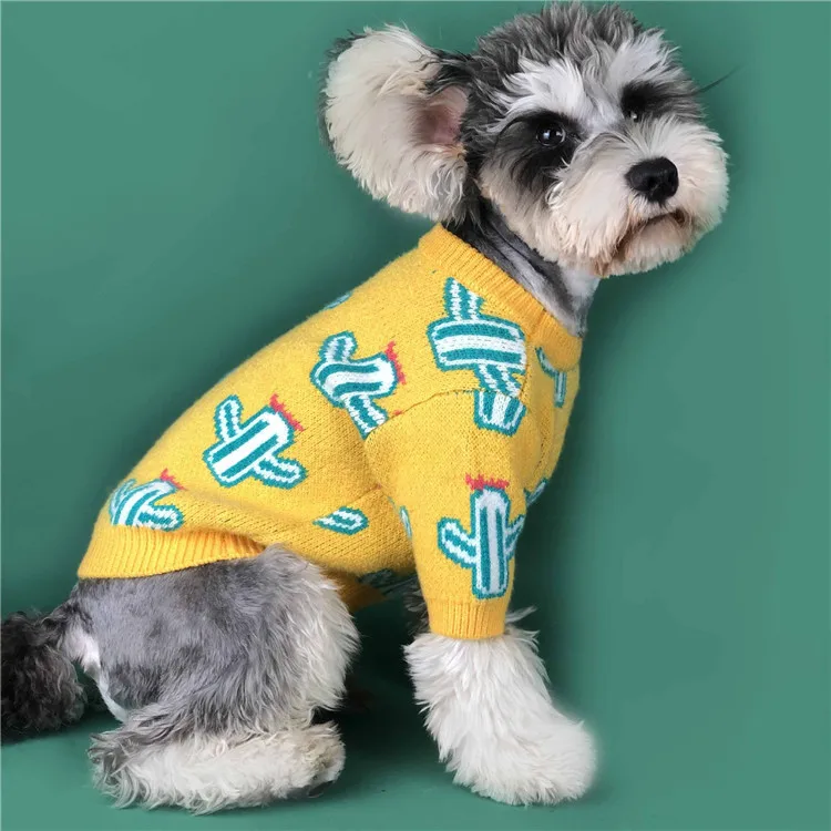 

Free Sample Manufacturer Winter Fashion Cactus Knit Designer Small Dog Sweater Clothes, Customized color
