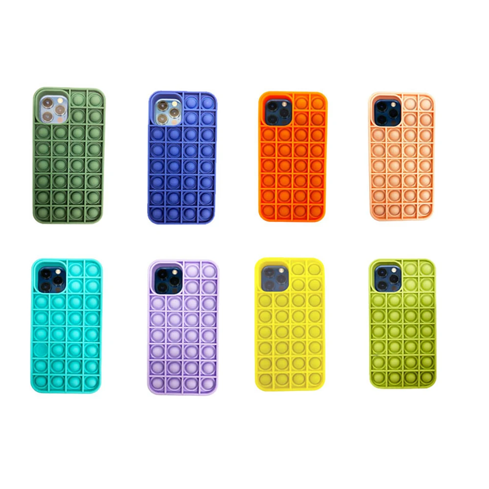 

New Mobile Phone Case Pop It Silicone Stress Reliever Phone Cover Funny Toys Phone Shells, Multi-color