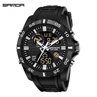 

SANDA 791 Brand Watch For Man Waterproof Digital Quartz Resin Strap Calendar Chronograph Sports Men Watches