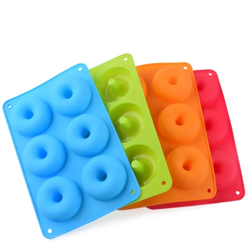 

New Style 6 Cavity Circle Half Ball Silicone Cake Molds, Red/blue/green/pink