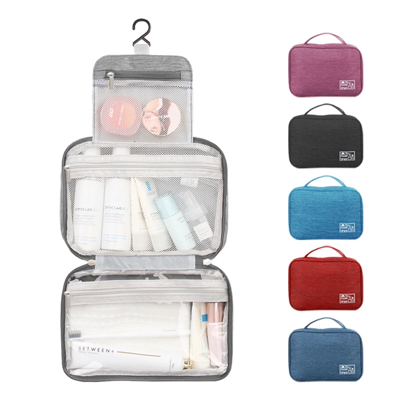 

2022 New fashion waterproof cation material with hangtag big capacity storage cosmetics toiletry bag