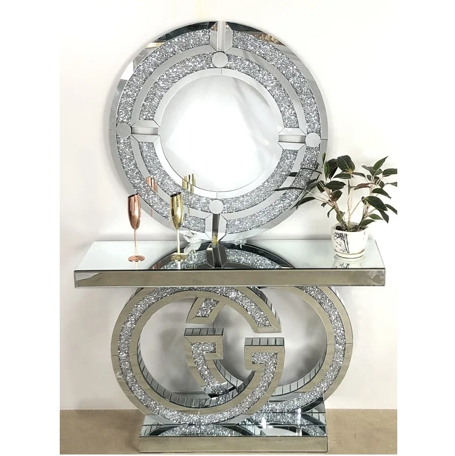 2020 Top Sell Living Room Mirrored Gg Design With Crushed Diamond