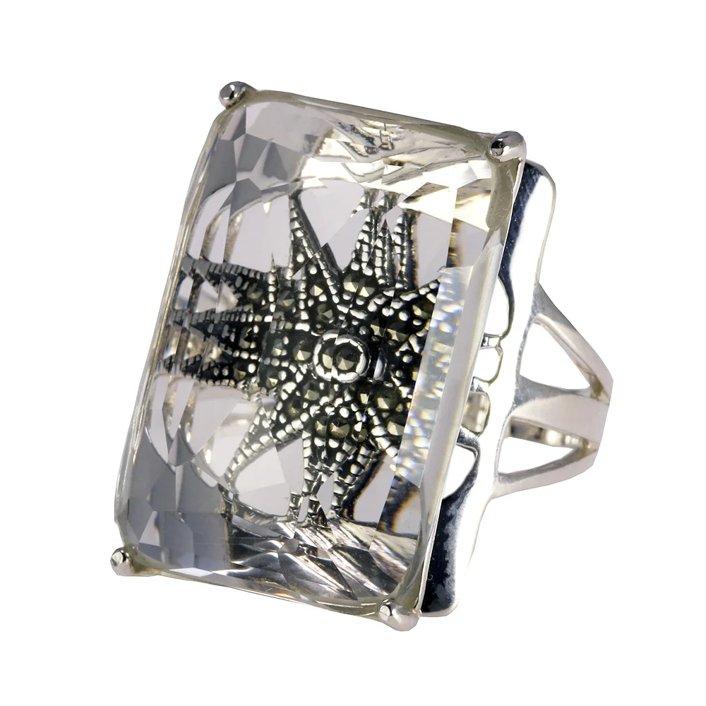 

Authentic Sterling Silver Jewelry 925 Ring Natural Crystal Party Midi Rings For Women Gemstone Elegant Fine Jewelry
