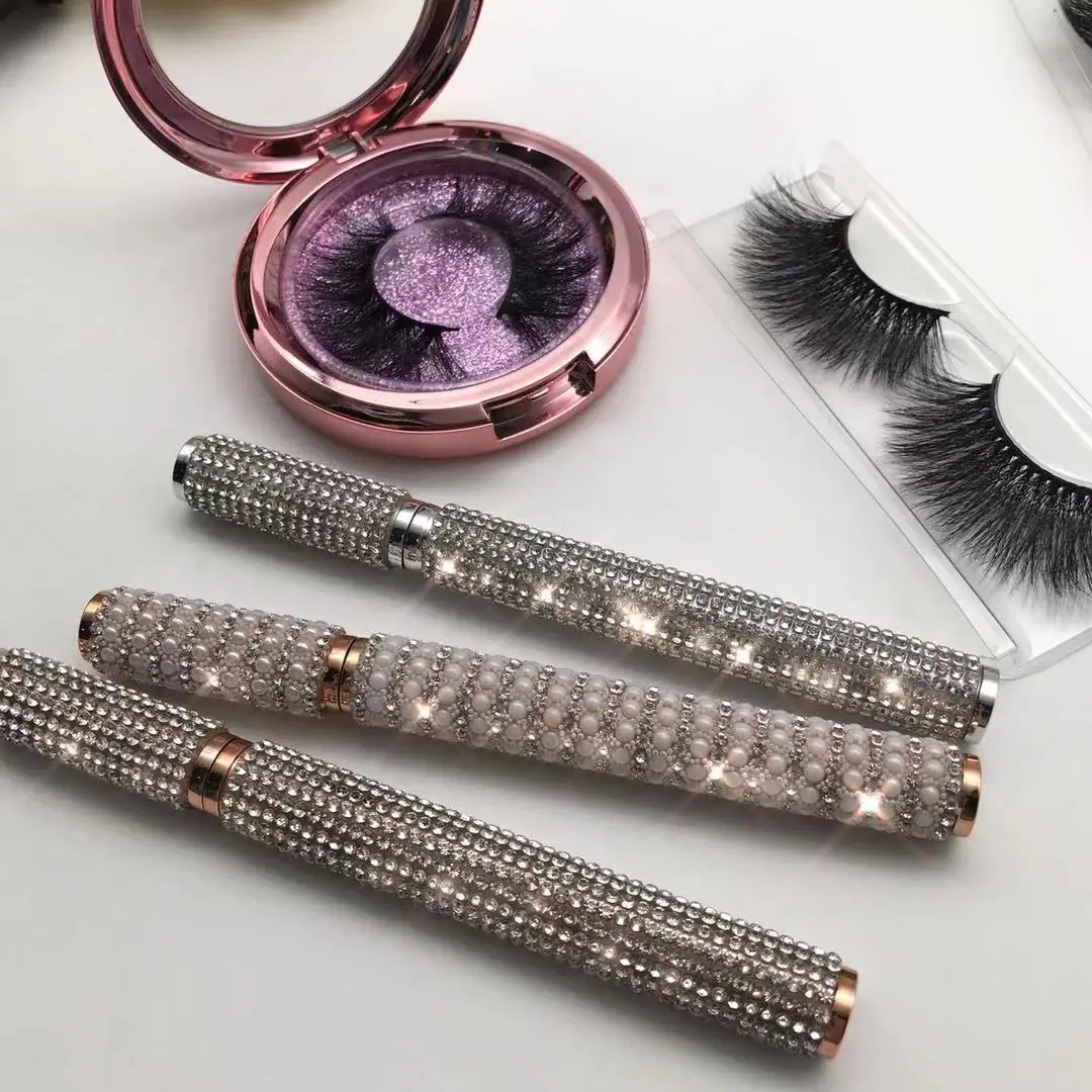 

New design waterproof glitter color magic eyeliner custom logo adhesive eyeliner glue pen for 25MM mink eyelashes, Black color