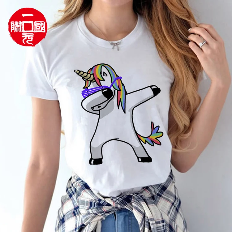

Unicorn print women's short-sleeved summer loose top T-shirt