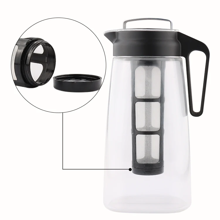 

New Arrival BPA Free Plastic Tritan Cold Brew Coffee Maker Carafe With Full Airtight Lid and Coffee Infuser For Iced Coffee