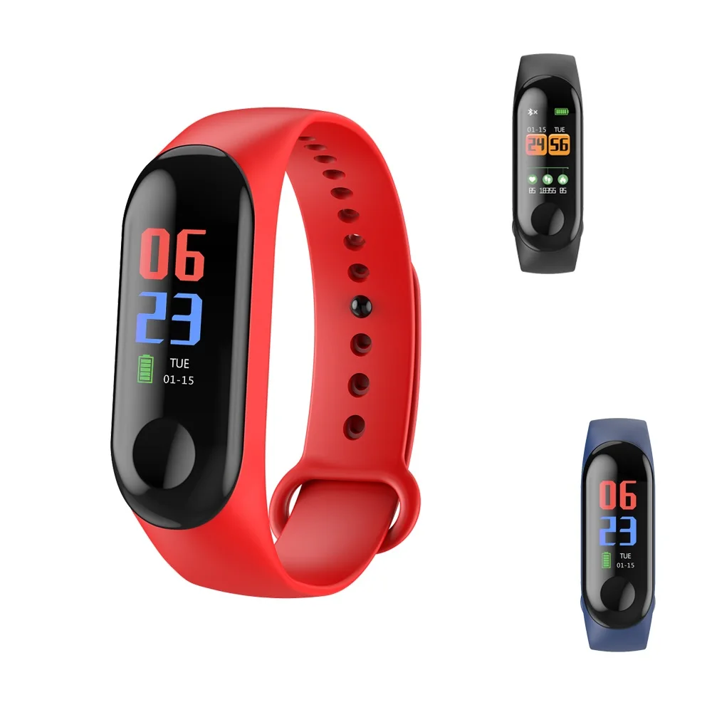

Hot Sale Smart Sports Men Women Smart Watch Bracelet Heart Rate Sleep Monitoring Pedometer Waterproof SmartWatch, Blue/black/red