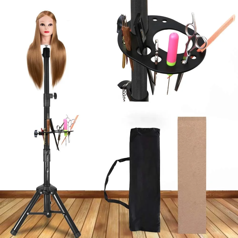 

Professional Durable Salon Cosmetology Training Head Tripod Adjustable Wig Holder Stand Mannequin Head Holder Tripod