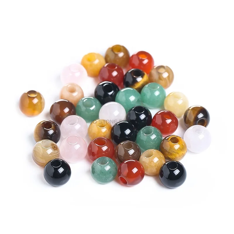 6/8/10/12mm Big Holes Gemstone Loose Beads Agate  Beads For Making Bracelet Earring DIY Large Hole Accessories