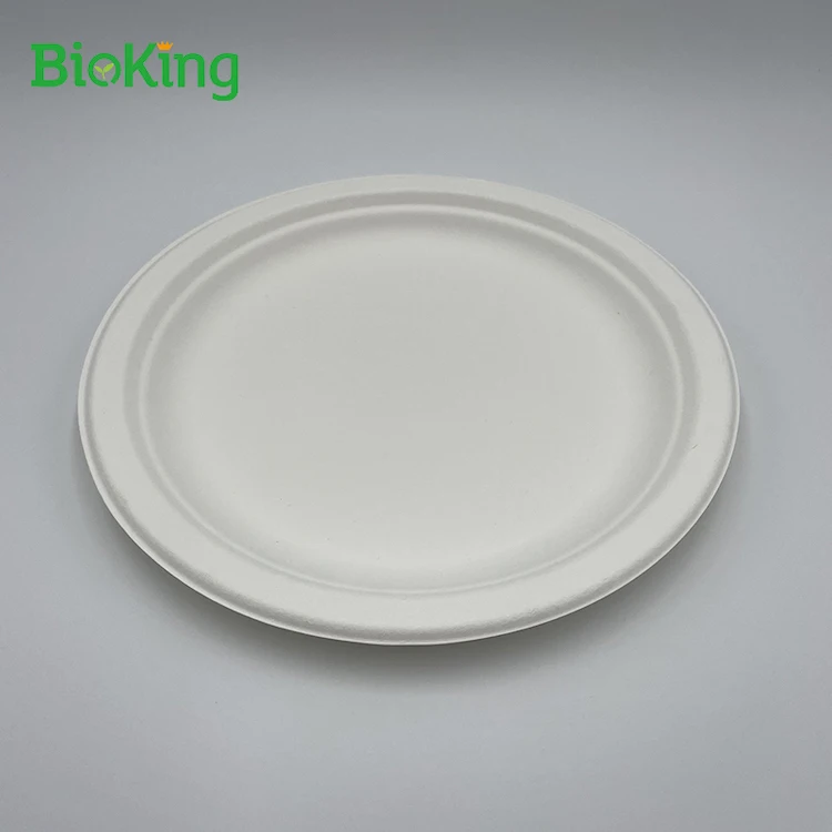 

Hot selling biodegradable paper sugarcane bagasse plate, Bleached;natural