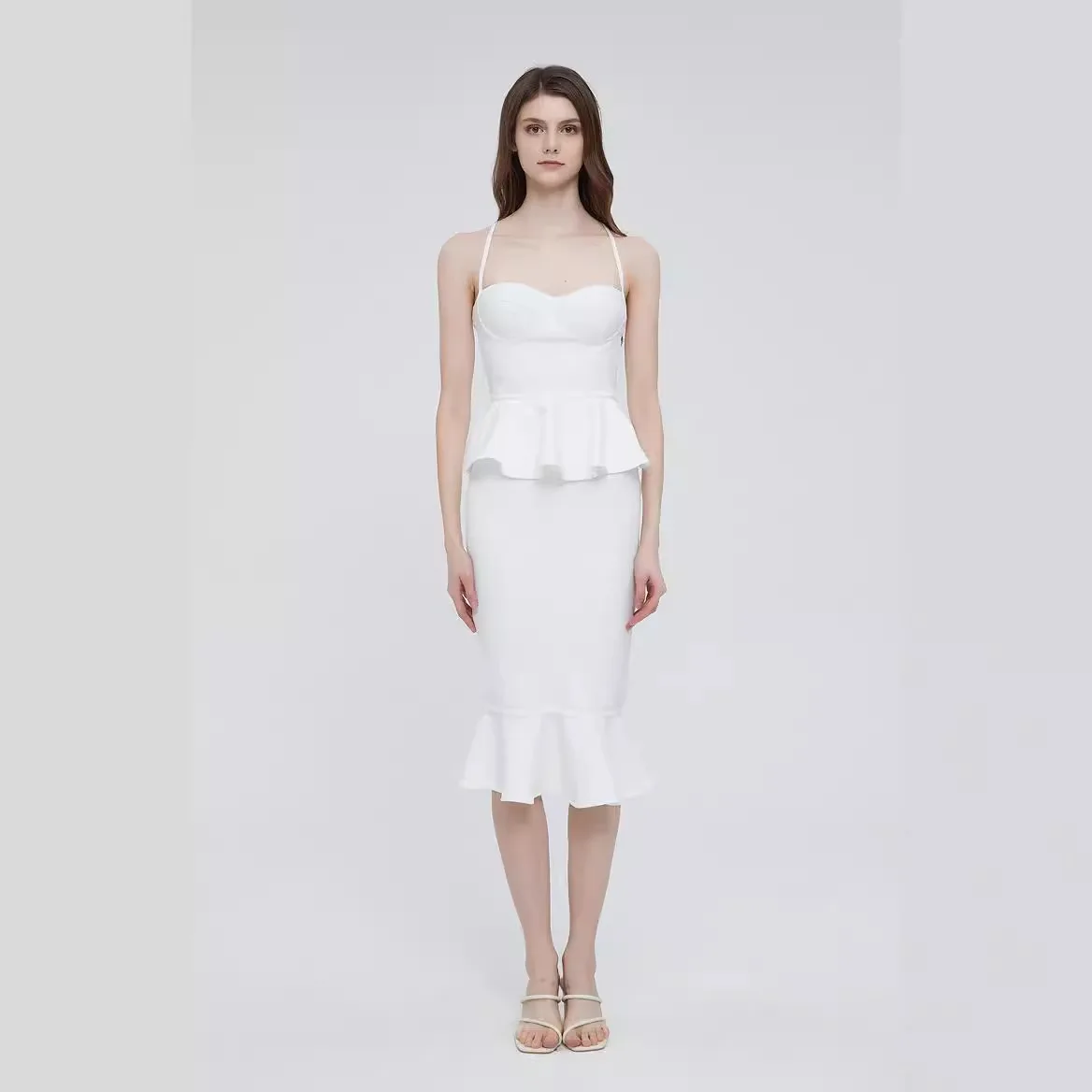 Ruffle Sheath Sweetheart Bandage Evening Dress