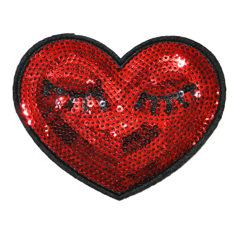 

Wholesale Patches Iron-On heart sequin embroidery patch, Custom color