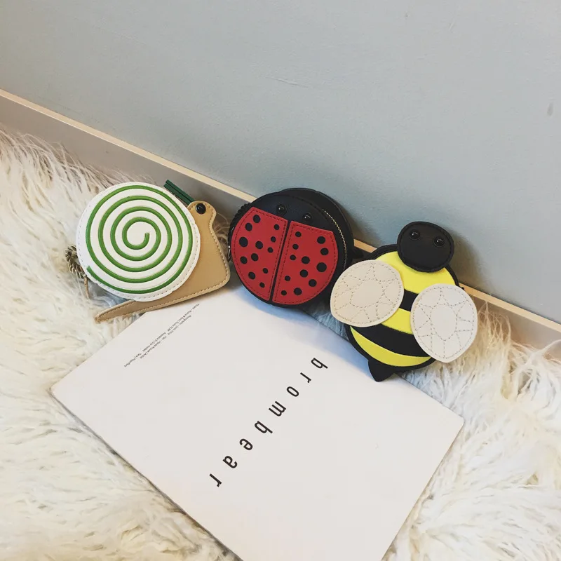 

cute girls little bee snail ladybug animal coin purse new designs children korean shoulder handbags mini bag, Customized color