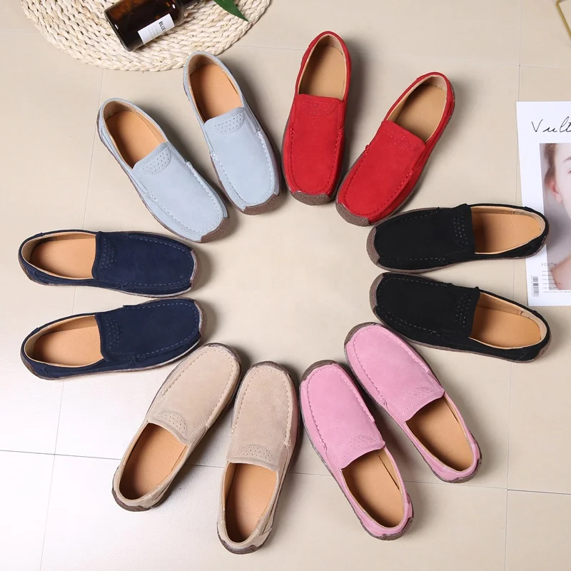 

New ladies Vintage Women Flats Suede casual Shoes Woman Candy Color Boat Shoes Breathable Fashion Flat Shoes Tenis Moccasins