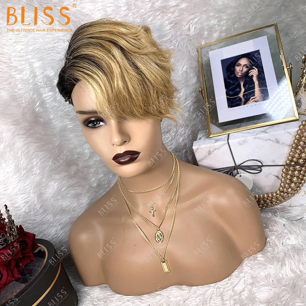 

Bliss Emerald 100% Brazilian Human Hair Cheap Short Lace Wig Wholesale Female Short Pixie Cut Human Hair Wigs For Black Women