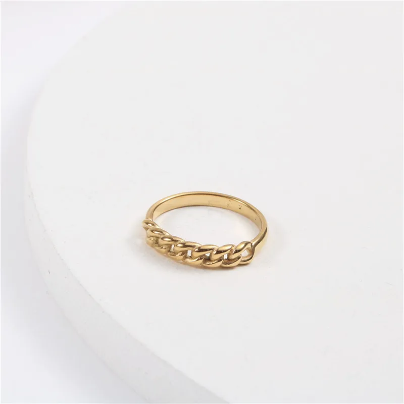 

High End 18K PVD Gold Plated Link Chain Rings for Women Design Jewelry Wholesale