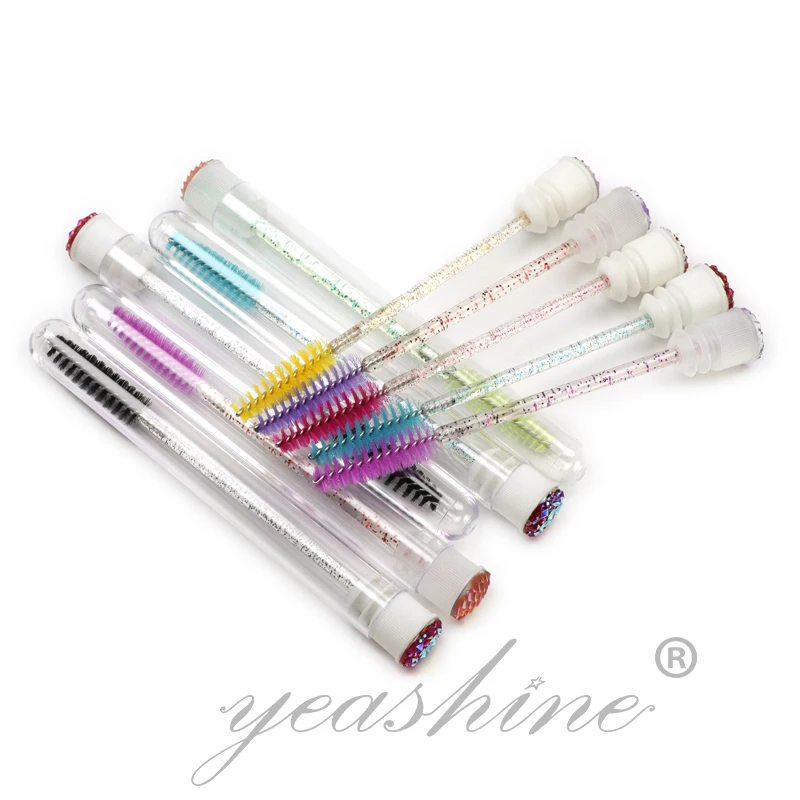 

Eyelash Spoolie Custom Mascara Wands With Plastic Tube Glitter Plastic Makeup Brush