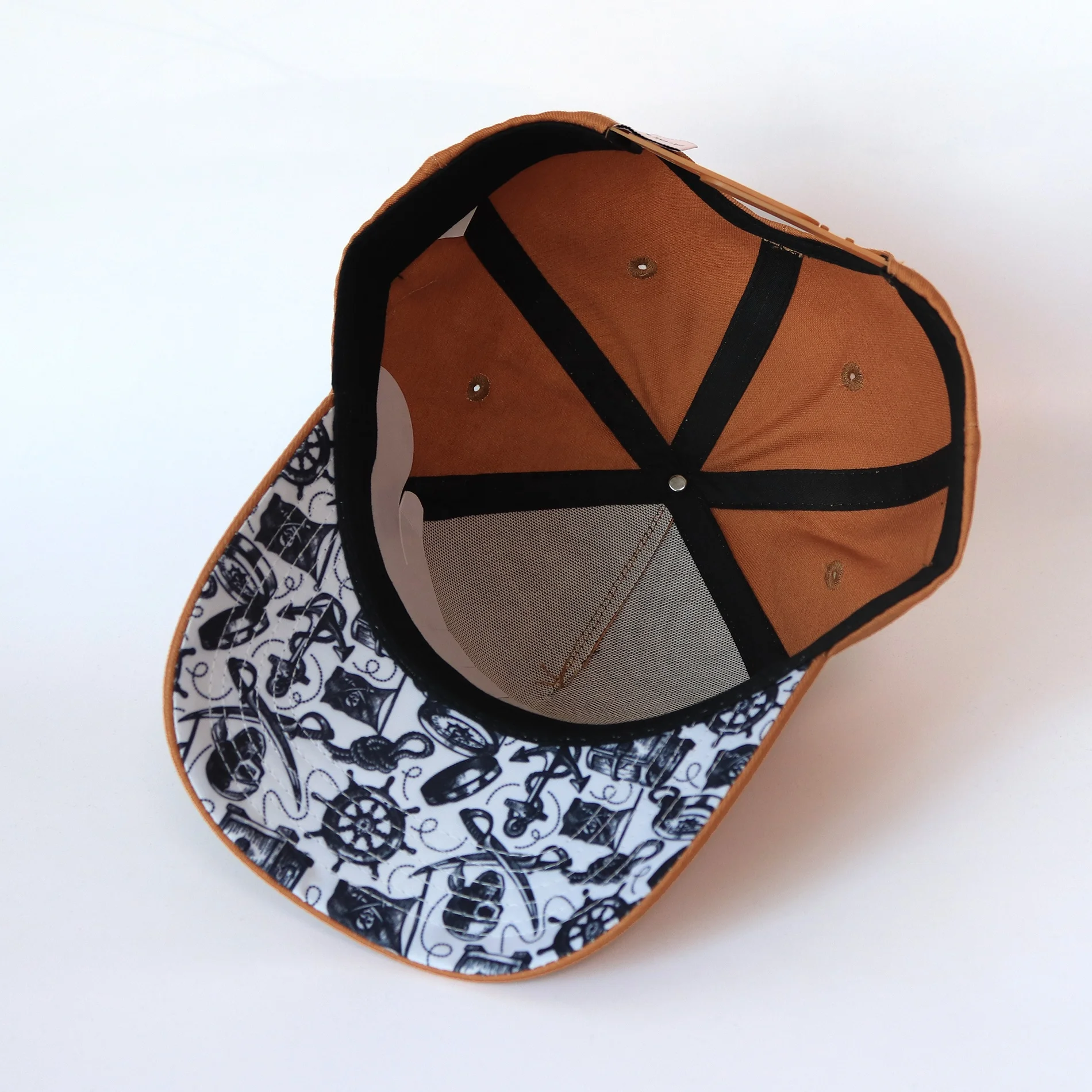 High Quality Custom Under Brim Printing 5 Panel A Frame Caps Custom Applique Embroidery Logo Men