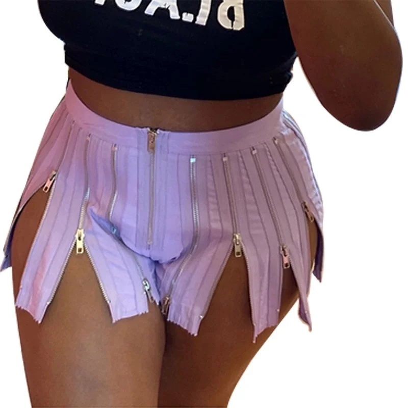 

J&H fashion high quality zipper shorts latest design hot shorts ladies summer club wear, 4 colors as picture