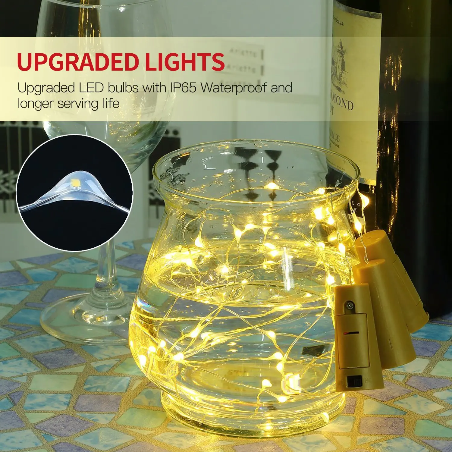 150cm 15 Led Copper Wire Lights String Starry Wine Bottle Led Solar