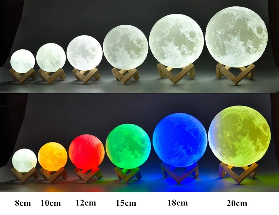 20CM 3D Printing Luna Moon Lamp USB LED Night Lights Touch Sensor Christmas Gift 