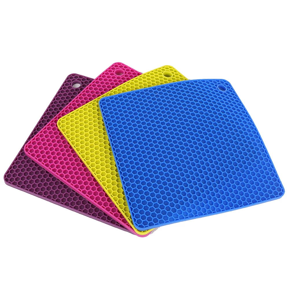 

Silicone Coaster Multipurpose Honeycomb Pot Holders Square Non-slip Mat, Blue, green, red, yellow, any color