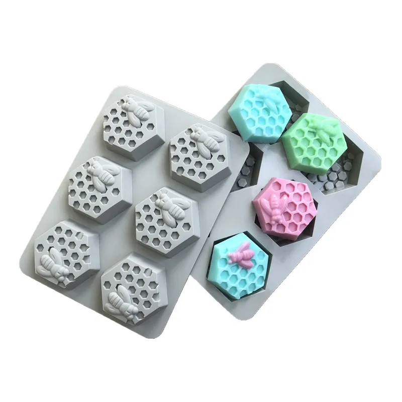 

Fusimai 6 Cavities Honeycomb Silastic 3D Bee Lotion Bars Molding Silicone hexagon Beehive Soap Mold