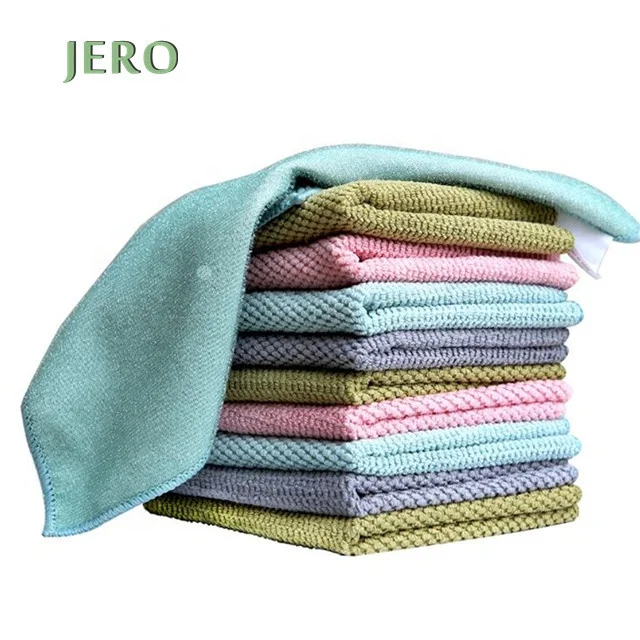 

wholesale double sided Thickened absorbent household dishcloth Microfiber Cloth for Kitchen Washing Dishes, Blue,green ,pink,gray