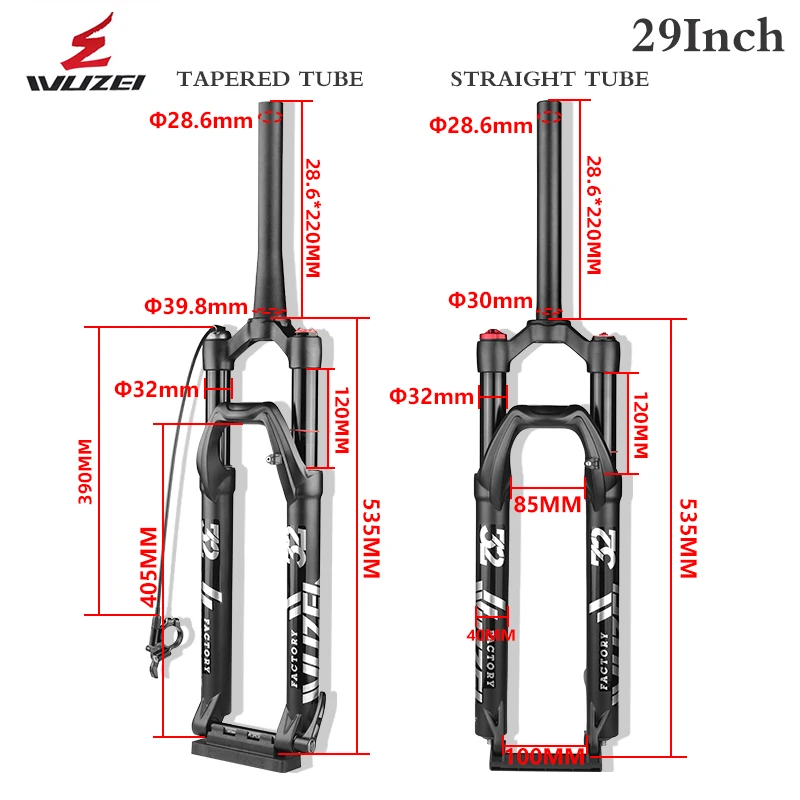 

WUZEI MTB fork bicycle 29 inch Suspension Air Oil Shoulder/Wire Control Mountain Bike Forks mtb bicycle Brake Forks