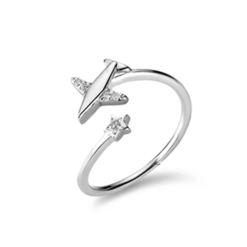 

jewellery 925 sterling silver aircraft minimalist adjustable zircon diamond anniversary female