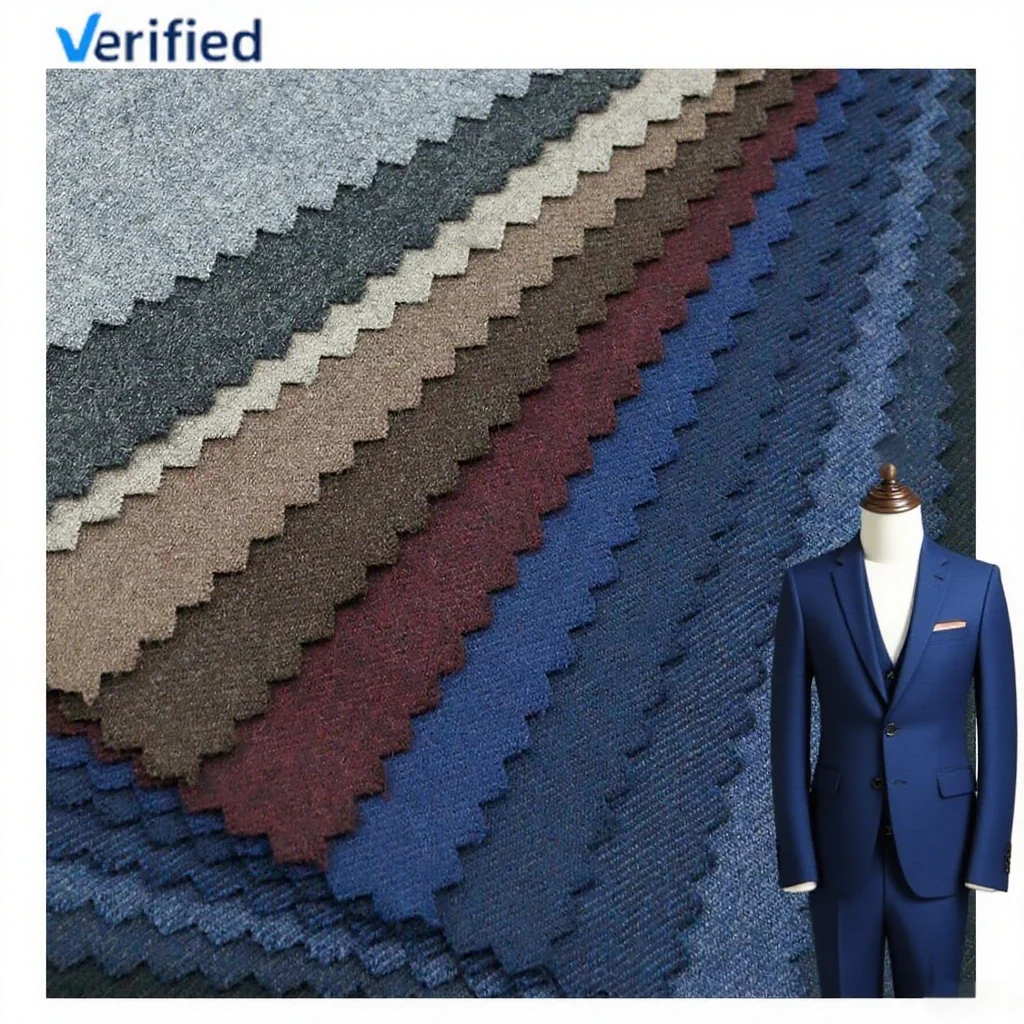 New Brushed Italian Merino Wool Twill Fabric 100% Worsted Wool Suiting Fabric for Men's Suits Fall and Winter Styles