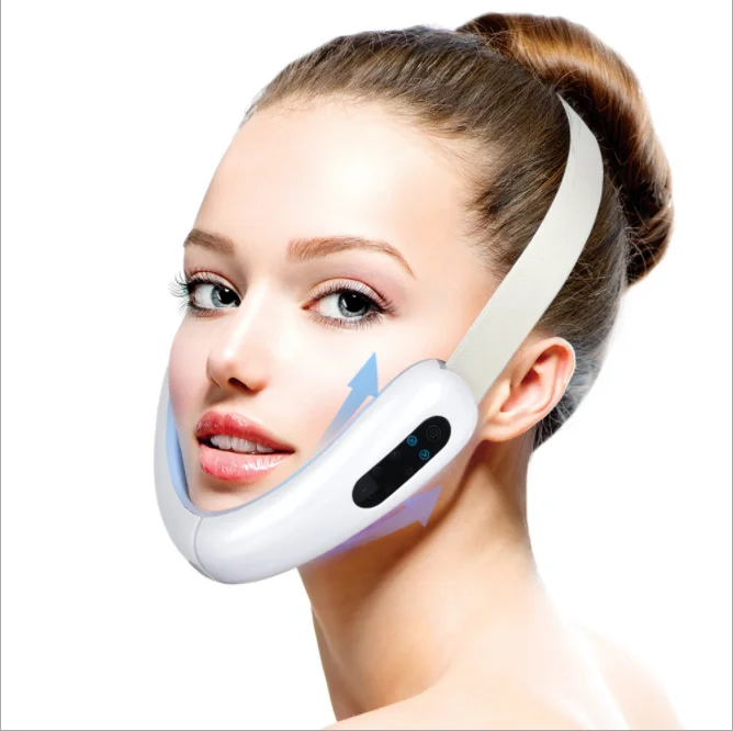 

Red Blue LED Photon Therapy Chin V-Line Up Lift Belt Machine Face Slimming Vibration Massager Facial Lifting Device V Face care
