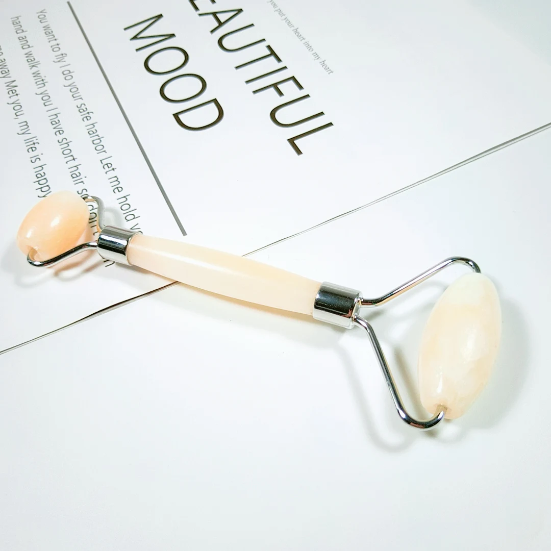 

Yellow jade Face Roller Pink Jade Roller 100% Natural Crystal Massager GIFT