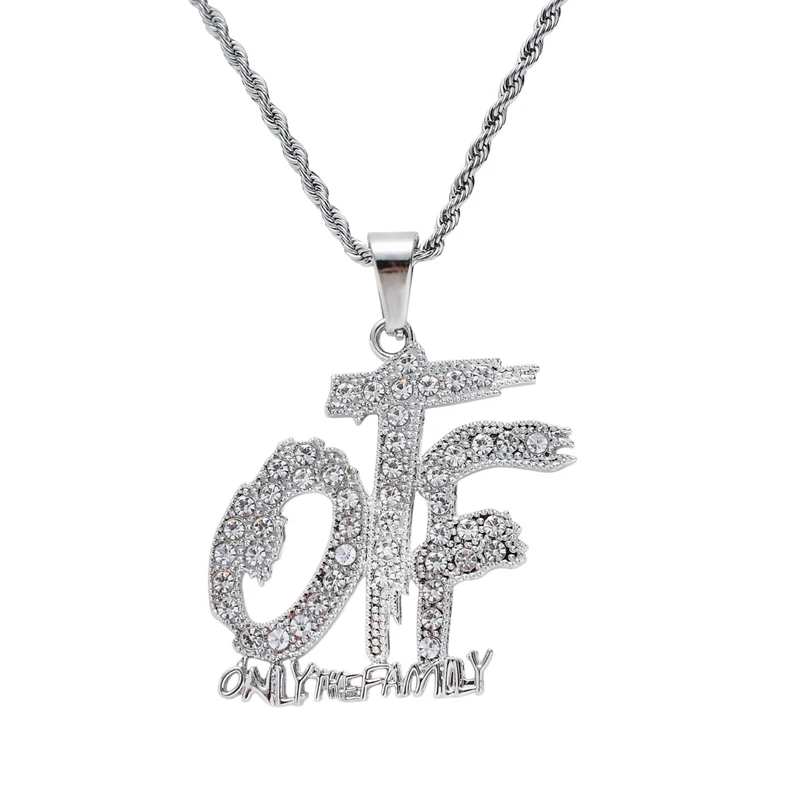 

Blues RTS hip hop Iced Out Bling OTF Only The Family Letters charm pendant