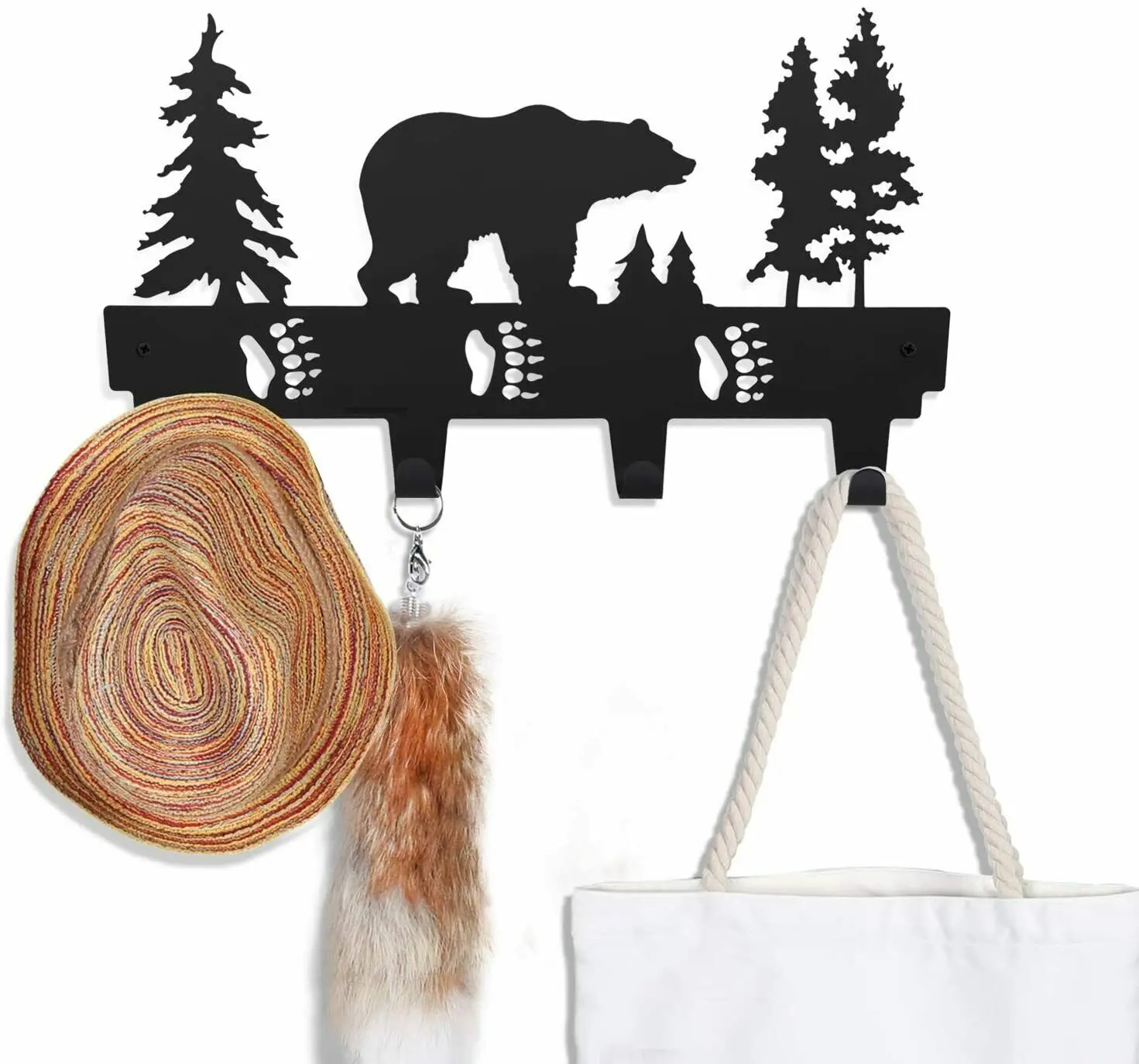 

Coat Hooks Wall Mounted Entryway Dog Leash and Key Holder Clothes Hat Rack