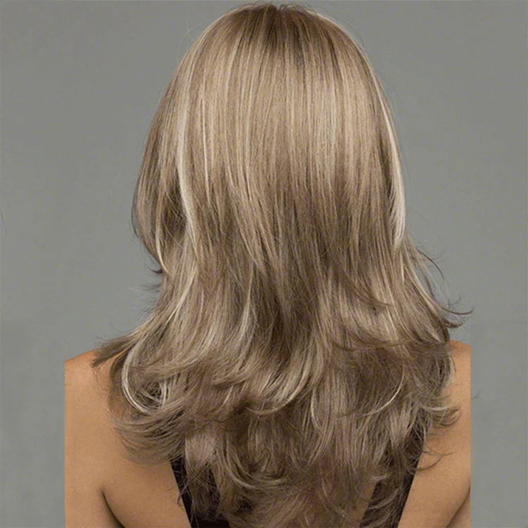 

Manufacturers wholesale support customized women's European and American fashion natural mid-point synthetic hair wigs