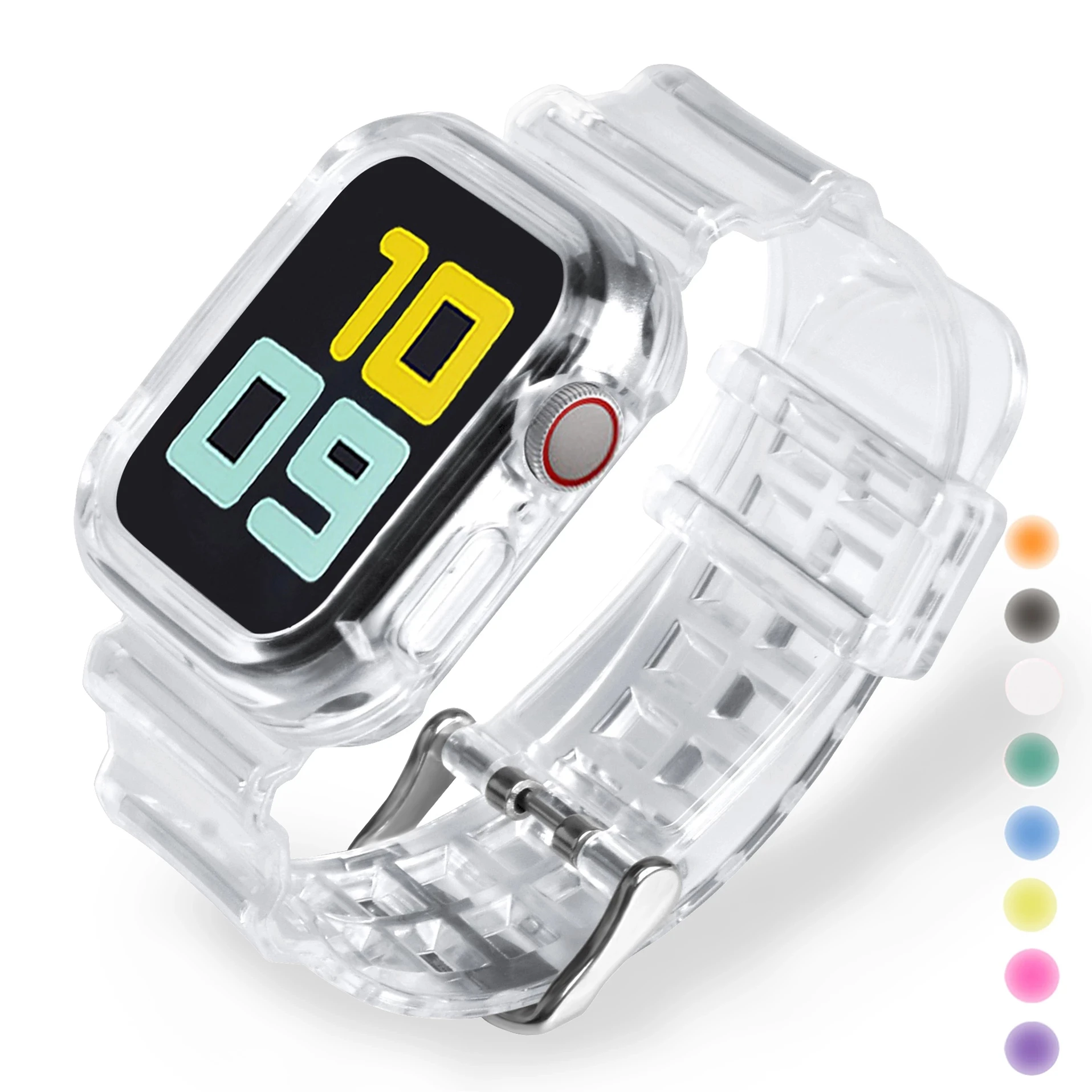 

New Transparent Silicone Strap for Apple Watch Series Se 6 5 4 3 2 Band 40mm 44mm for Iwatch Se 5 4 3 Waterproof Strap 38mm 42mm, Multi colors/as the picture shows