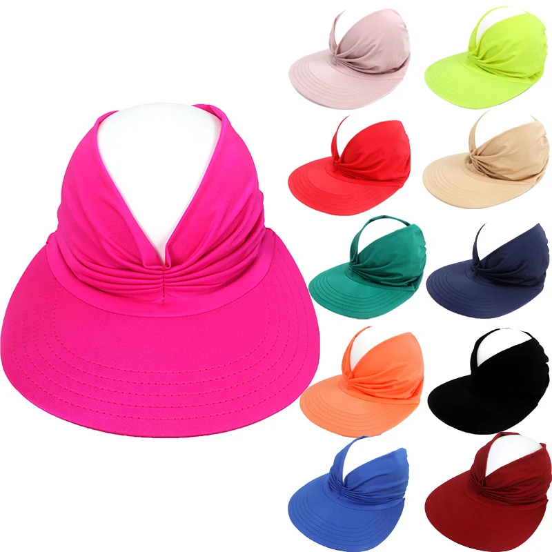 

Summer Wide Brim Sunshade Sun Visor Hat Women Nylon Visors Uv Protection Sport Adult Empty Top Cap Beach Hat