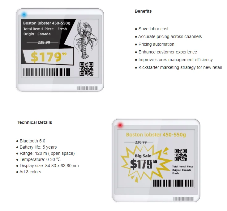 Minew E Ink Price Tag Ble 5.0 With Nfc 4.2 Inch Electronic Shelf Label