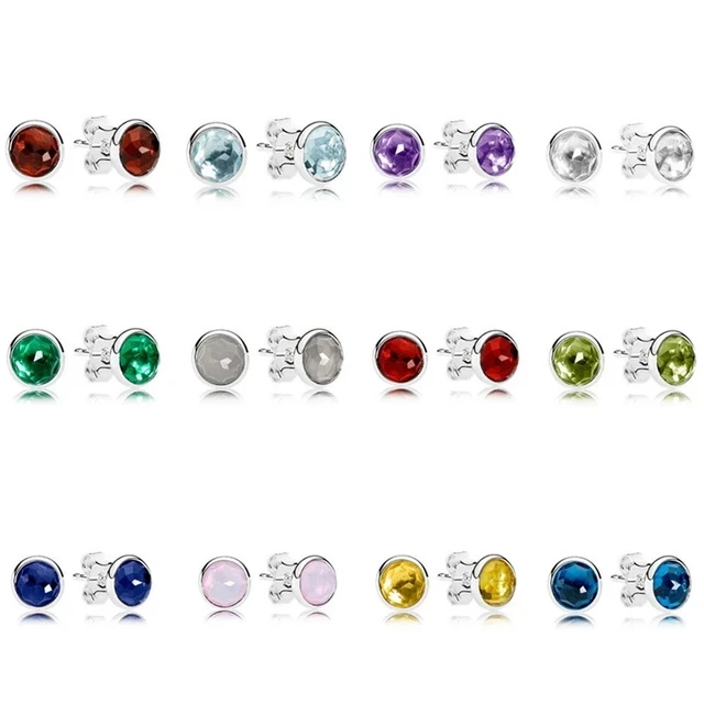 

NEW 100% 925 Sterling Silver Twelve constellations Blue Crystal Luxury Earrings Fit Bracelet DIY Bead Wholesale factory Shipping