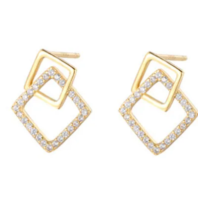 

Fashion Sparkly Earrings Gold Plated Sterling Silver Stud Bling Bling Zircon Earring