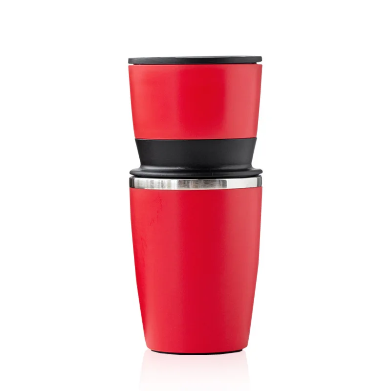

Amazon Hot Selling Portable Custom Logo Travel Stainless Steel Mill Coffee Bean Manual Cafe Coffee Grinder with Coffee Tumbler, Red