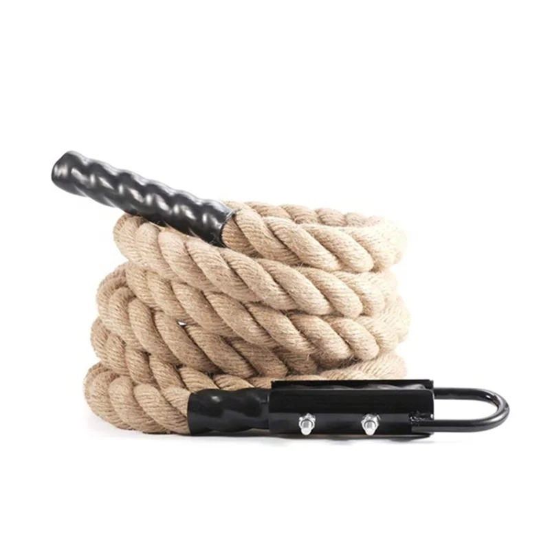 

High Quality Wear Resistant Exercise Heavy Climbing Undula 9m 38mm Hemp Material Training Fitness Jump Battle Rope, Yellow