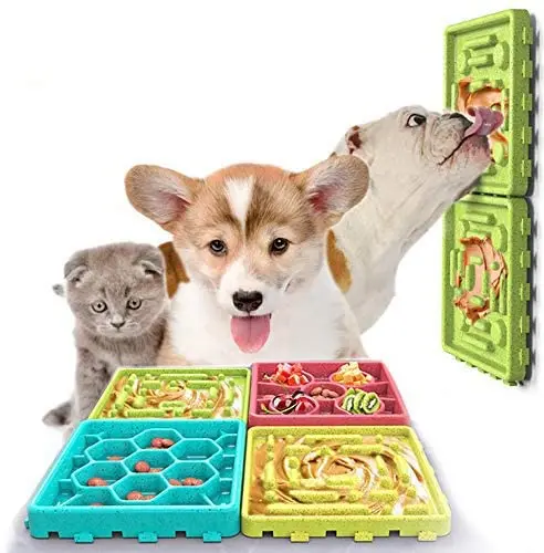 

4 Pcs Non Slip Slow Feeder Dog Lick Mat Pad Bowl with Suction Cups for Pet Bathing, Training and Grooming Distraction