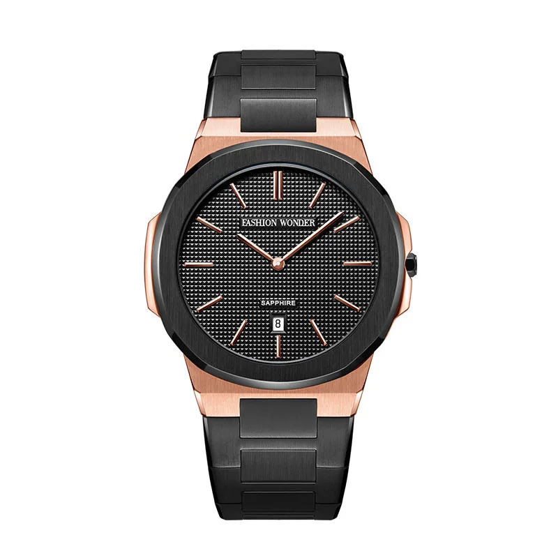 

Luxury design Ultra thin minimalist men wristwatch stainless steel back quartz watch unisex