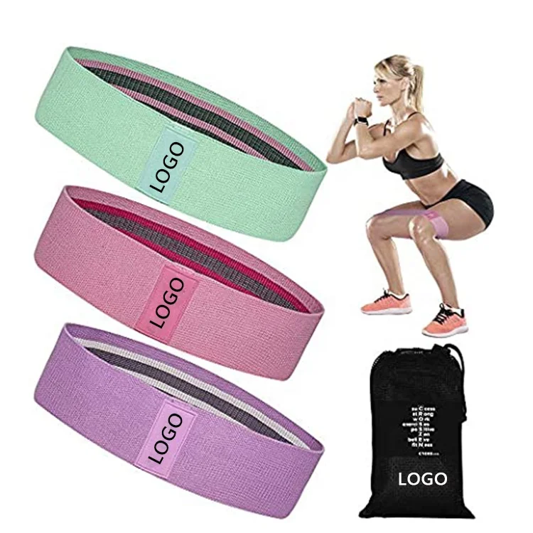 

Women Hip Strength Training Fabric Booty Exercise Bands Home Fitness Hip Circle Wide Anti Slip Fabric Resistance Bands, Customized color