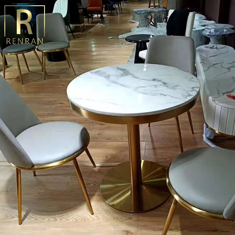 
popular commercial furniture luxury white marble gold coffee cafe restaurant dining tables 